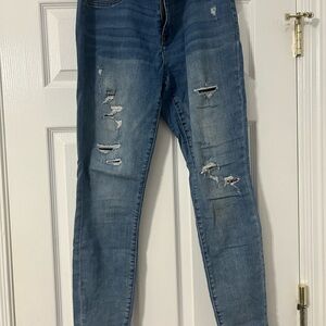 Maurices Blue Skinny Jeans Distressed Denim